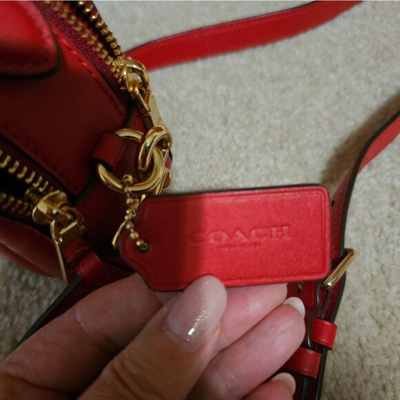 Coach Red Quilted Leather Crossbody Bag - Picture 6 of 9